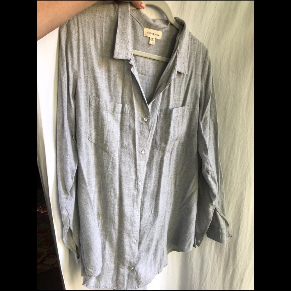 Anthropologie Wool Grey Button Down